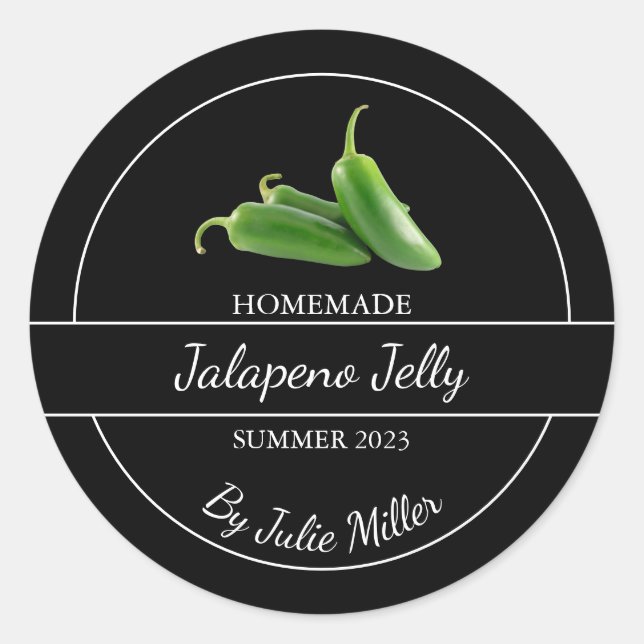 Adesivo Redondo Rótulo Simples de Jalapeno Jelly (Frente)