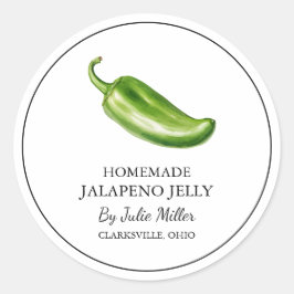 Adesivo Redondo Rótulo Simples de Jalapeno Jelly