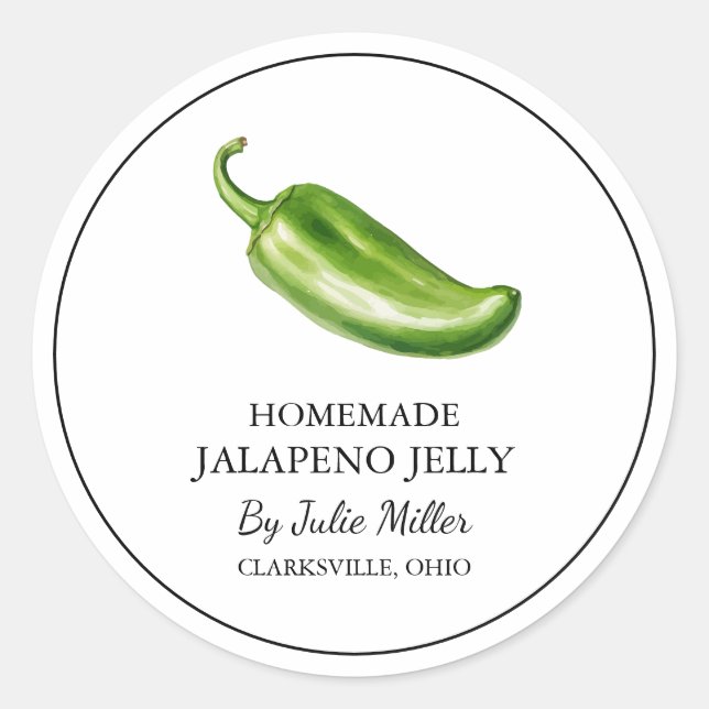Adesivo Redondo Rótulo Simples de Jalapeno Jelly (Frente)