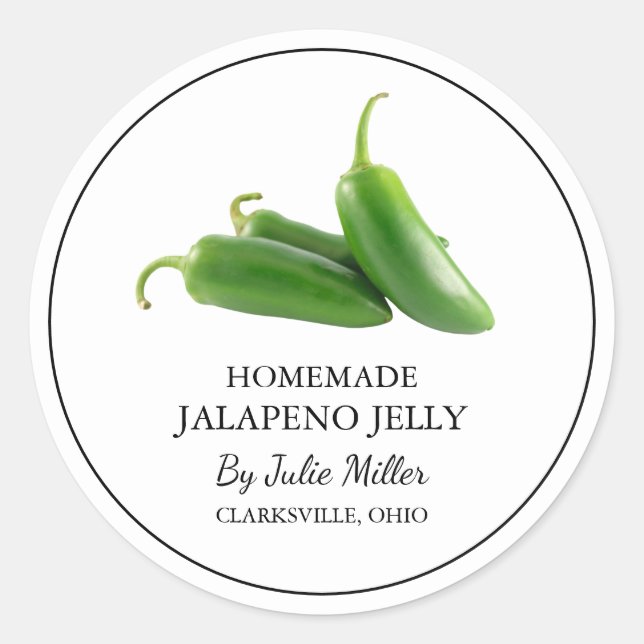 Adesivo Redondo Rótulo Simples de Jalapeno Jelly (Frente)