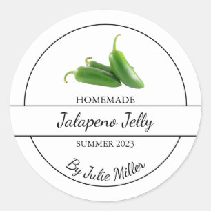 Adesivo Redondo Rótulo Simples de Jalapeno Jelly