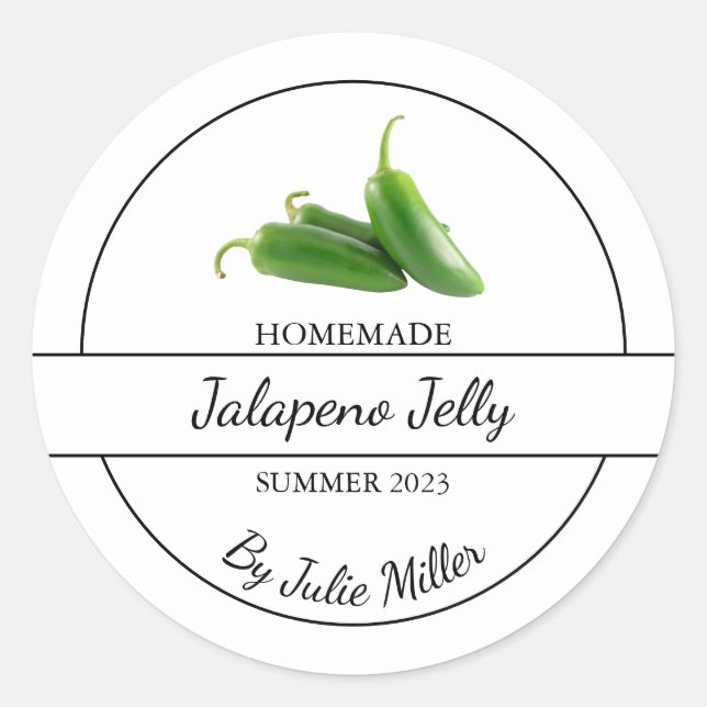 Adesivo Redondo Rótulo Simples de Jalapeno Jelly (Frente)