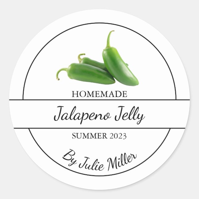 Adesivo Redondo Rótulo Simples de Jalapeno Jelly (Frente)