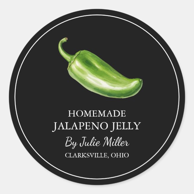 Adesivo Redondo Rótulo Simples de Jalapeno Jelly (Frente)