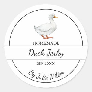 Adesivo Redondo Rótulo Simples de Pato Homemado