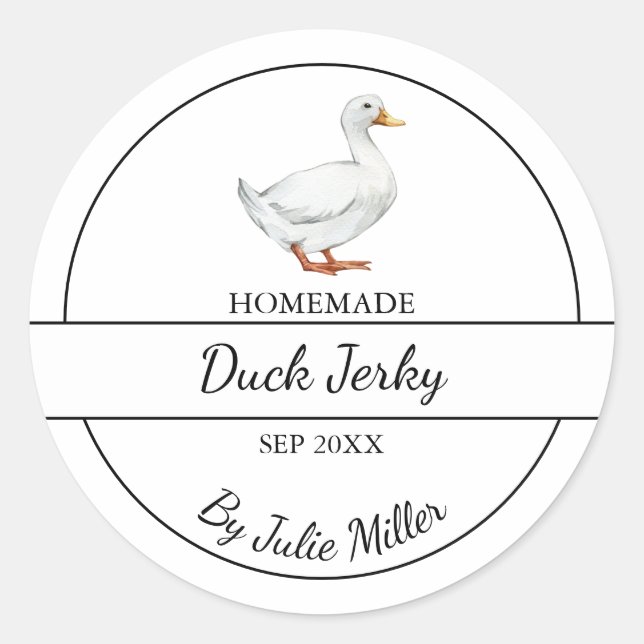 Adesivo Redondo Rótulo Simples de Pato Homemado (Frente)