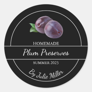 Adesivo Redondo Rótulo Simples de Preservação de Plum Homemade