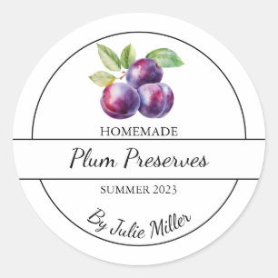 Adesivo Redondo Rótulo Simples de Preservação de Plum Homemade