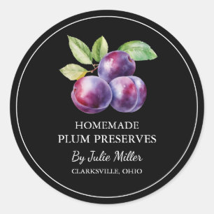 Adesivo Redondo Rótulo Simples de Preservação de Plum Homemade