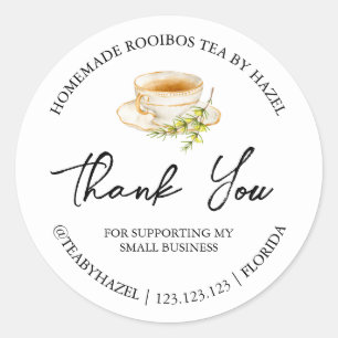 Adesivo Redondo Rótulo Simples de Roibos Homemade