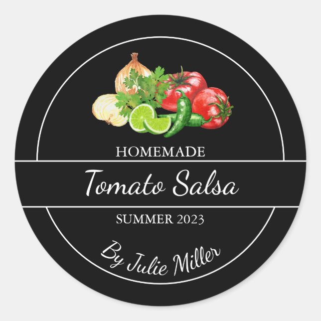 Adesivo Redondo Rótulo Simples de Salsa de Tomato (Frente)