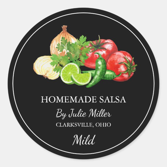 Adesivo Redondo Rótulo Simples de Salsa de Tomato (Frente)