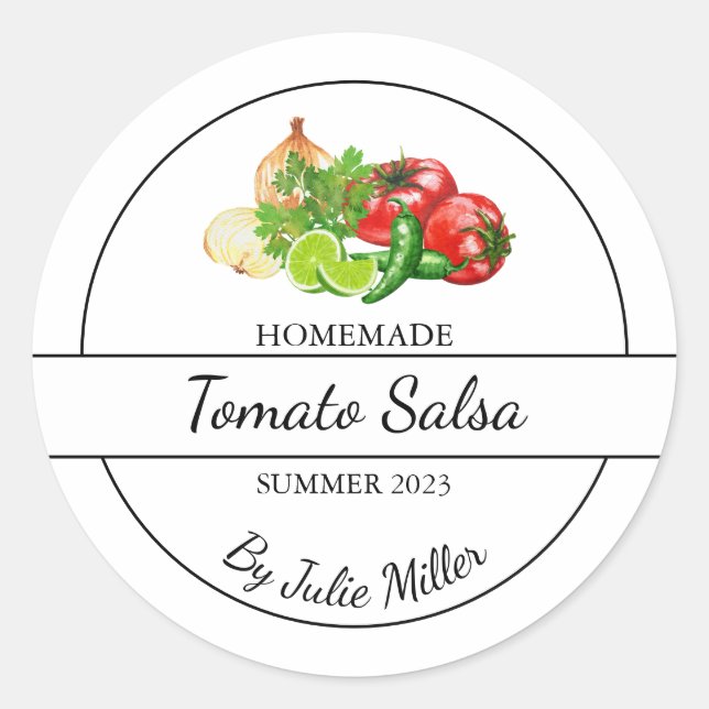 Adesivo Redondo Rótulo Simples de Salsa de Tomato (Frente)