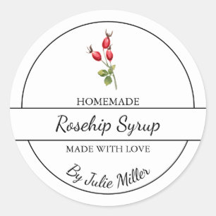 Adesivo Redondo Rótulo Simples de Xarope de Rosehip