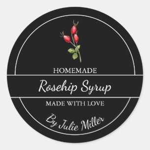 Adesivo Redondo Rótulo Simples de Xarope de Rosehip