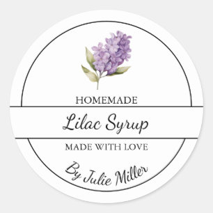Adesivo Redondo Rótulo Simples de Xarope Lilac Homemade