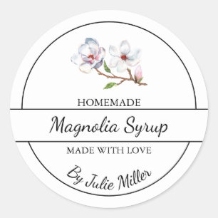 Adesivo Redondo Rótulo Simples de Xarope Magnolia Homemade