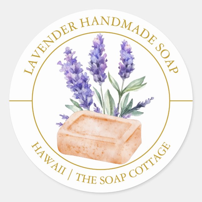 Adesivo Redondo Rótulo Soap de lavanda (Frente)