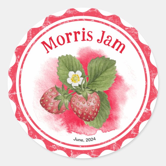 Adesivo Redondo Rótulo Strawberry Jam (Frente)