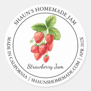 Adesivo Redondo Rótulo Strawberry Jam Modern