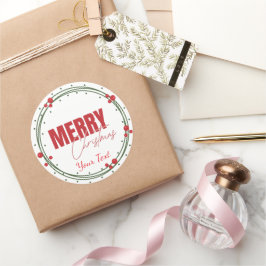 Adesivo Redondo Rótulo Tradicional de Natal Redondo Alegre