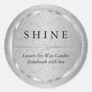 Adesivo Redondo Rótulos bonito de Prata Metálica e Largura de Prat