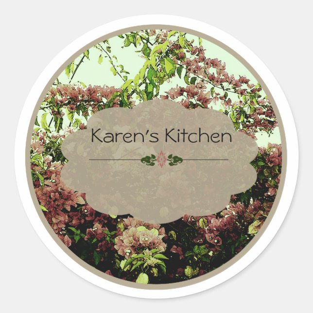 Adesivo Redondo rótulos cor-de-rosa azalea especiarias (Frente)