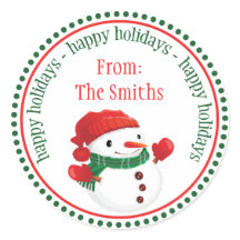 Rótulos de Círculo de Neve Feliz