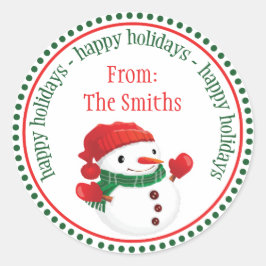 Adesivo Redondo Rótulos de Círculo de Neve Feliz