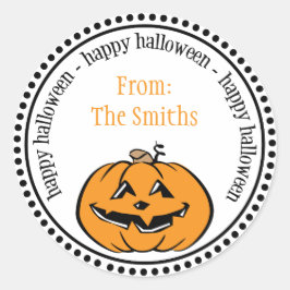 Adesivo Redondo Rótulos de Círculo de Pota de Abóbora Feliz Hallow