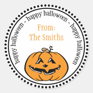 Adesivo Redondo Rótulos de Círculo de Pota de Abóbora Feliz Hallow