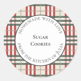 Adesivo Redondo Rótulos de comida xadrez clássicos para presentes