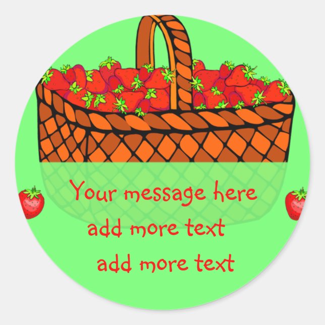 Adesivo Redondo Rótulos de conservas de morango (Frente)