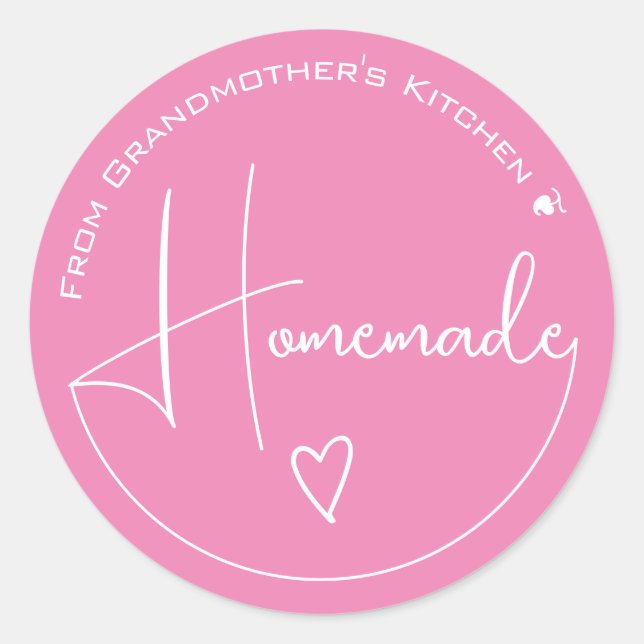 Adesivo Redondo Rótulos de Coração Simples Elegante de Caligrafia  (Frente)