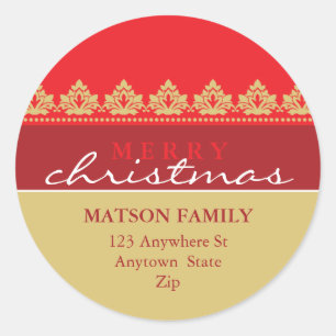 Adesivo Redondo RÓTULOS DE ENDEREÇO BRILHANTES: bonito bordado 2