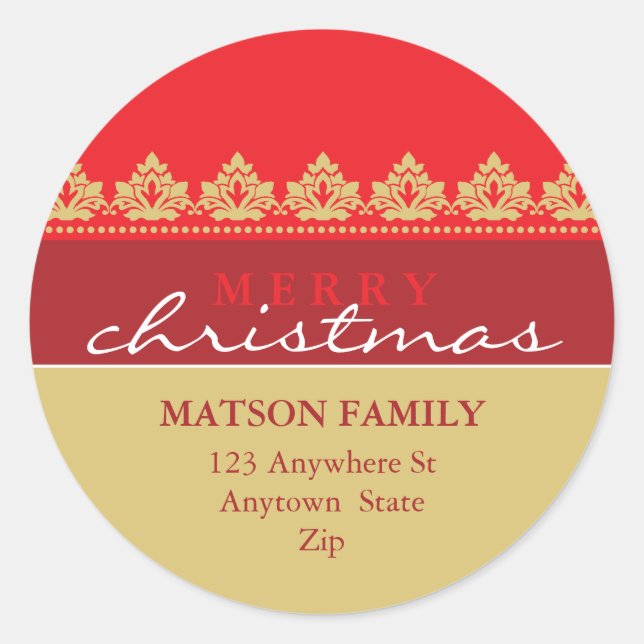 Adesivo Redondo RÓTULOS DE ENDEREÇO BRILHANTES: bonito bordado 2 (Frente)