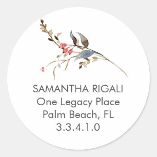 Adesivo Redondo Rótulos de Endereço de Devolução de Cores Aquática