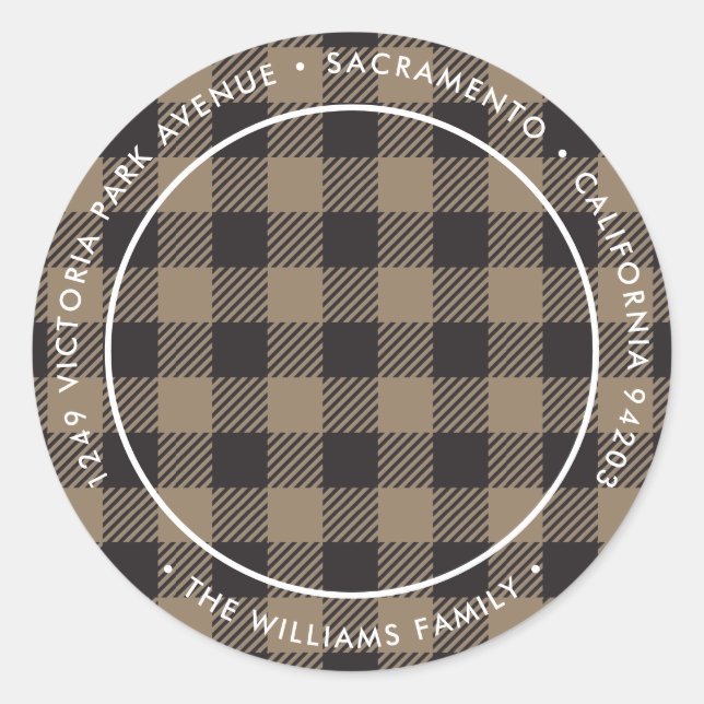 Adesivo Redondo Rótulos de Endereço de Devolução de Foto de Natal  (Frente)