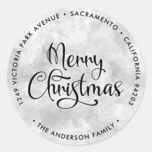 Adesivo Redondo Rótulos de Endereço de Devolução Feliz de Natal