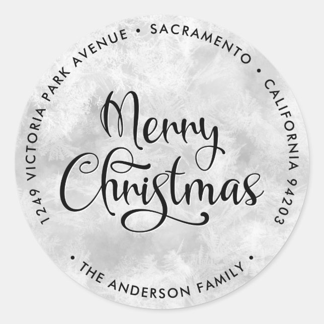 Adesivo Redondo Rótulos de Endereço de Devolução Feliz de Natal (Frente)
