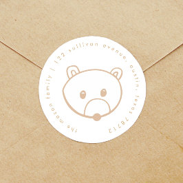 Adesivo Redondo Rótulos de Endereço de Retorno do Urso de Fairytal