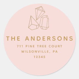 Adesivo Redondo Rótulos de Endereço de Retorno Redondos Rosa-Rosa-
