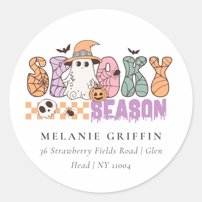 Adesivo Redondo Rótulos de Endereço do Fantasma do Halloween Spook (Frente)