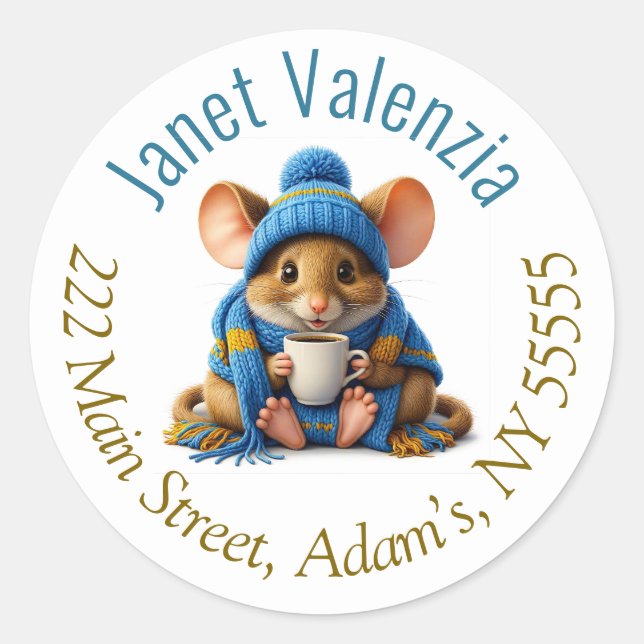 Adesivo Redondo Rótulos de endereço redondos (Frente)