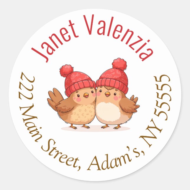 Adesivo Redondo Rótulos de endereço redondos (Frente)