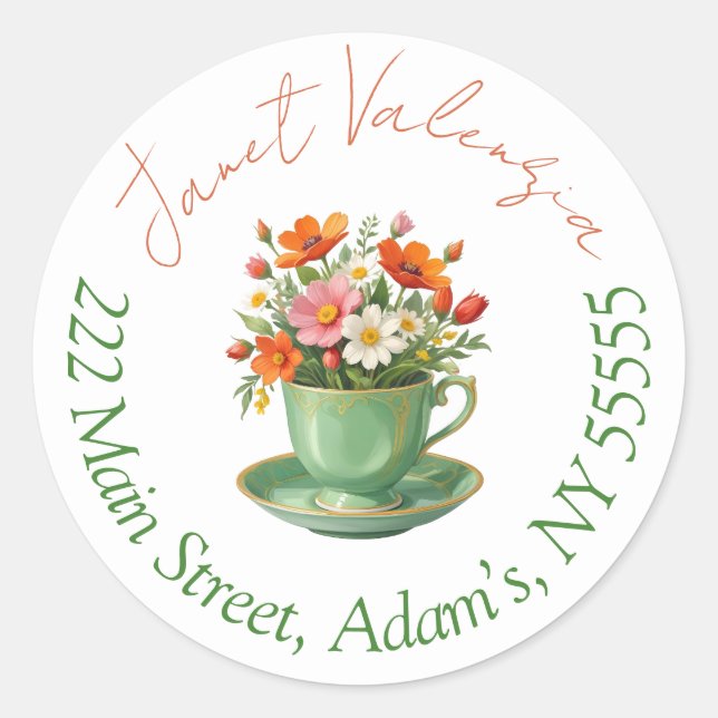 Adesivo Redondo Rótulos de endereço redondos (Frente)