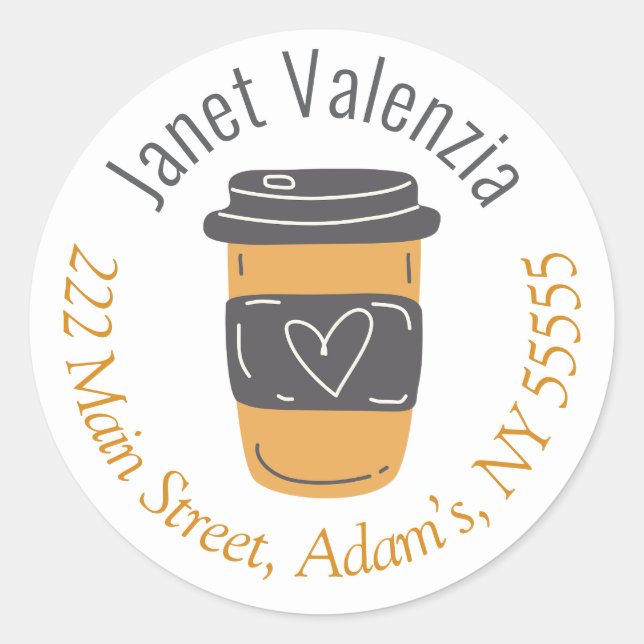 Adesivo Redondo Rótulos de endereço redondos (Frente)