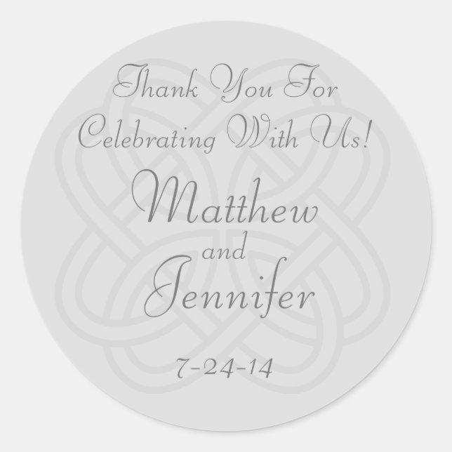 Adesivo Redondo Rótulos De Favor De Casamento Personalizado Do Nó  (Frente)