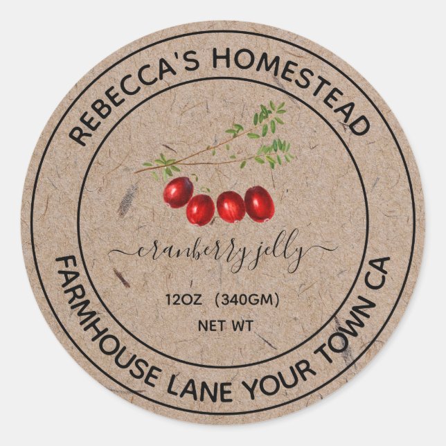 Adesivo Redondo Rótulos de Frasco de Conservas de Papel Kraft de G (Frente)