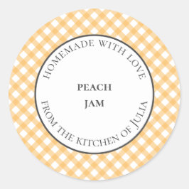 Adesivo Redondo Rótulos de jarras de alimentos em gingão amarelo p